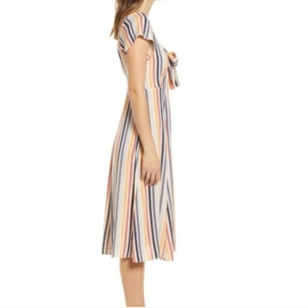 Leith Flutter Sleeve Multicolored Stripe Cutout T… - image 2